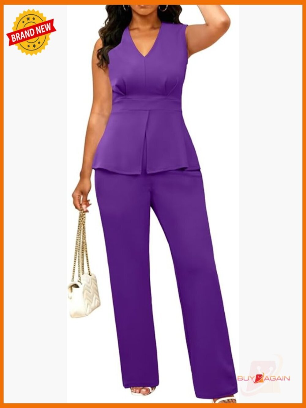 Sleeveless Vest Blazer 2 Piece Pant Suit Dressy Summer Business Casual Work